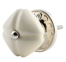 Solid Cream Medium Square Ceramic Wardrobe Knob